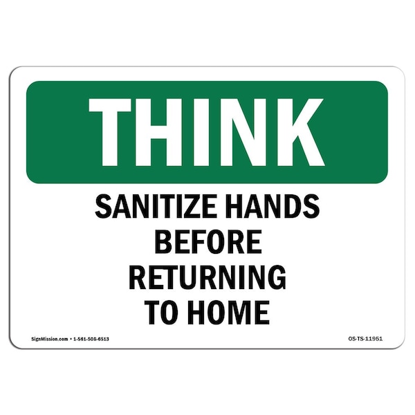 OSHA, Sanitize Hands Before Returning To Work, 24in X 18in Peel & Stick Graphic, TS-RD-1824-L-11951